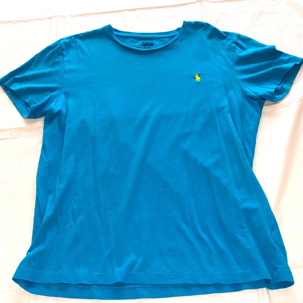 Polo Tee (Turquoise Blue + Yellow) - Small